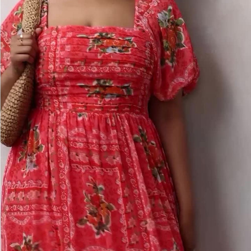 Lauren Conrad Square Neck Pleated Bodice Midi Dress - Floral - Picture 3 of 8